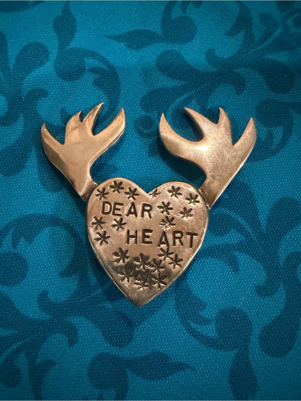 Dear Heart Antler Heart Lapel Pin- .925 Silver Pin